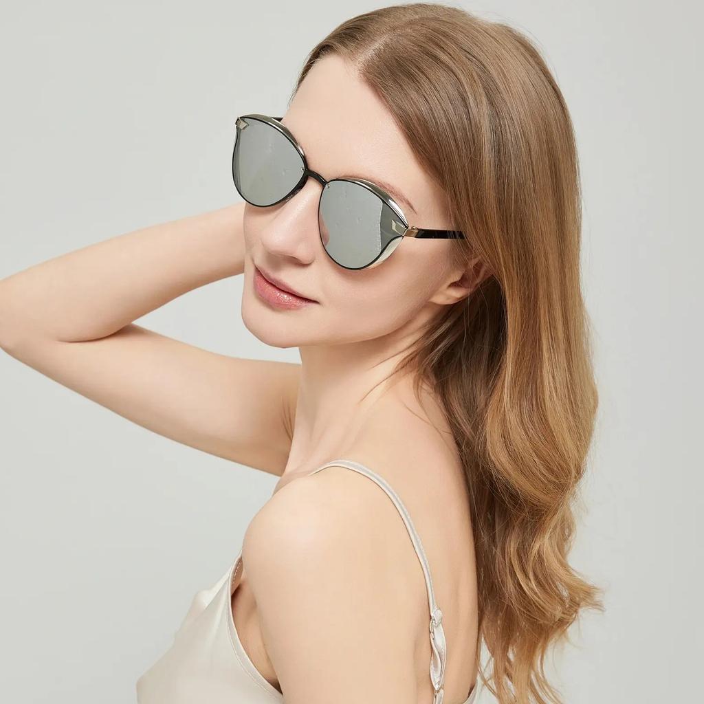 Big Frame Cat Eye Sunglasses Women For Men Vintage Sun Glasses Luxury Brand Designer Punk Popular Metal Travel Shades Uv400