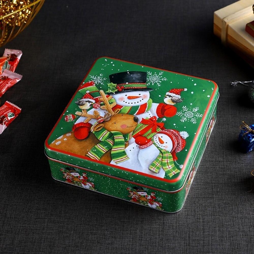 Süße Cartoon-Weihnachtsgeschenkbox Quadratische Blechdose Weihnachts-Süßigkeitenbox Partyzubehör Weihnachtsdekoration Xmas-Schmuck