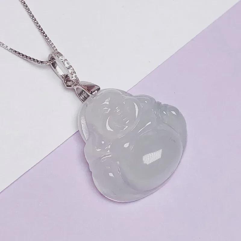 S925 Sterling Silver Jade Guanyin Pendant with Oblique Hole Necklace Buckle