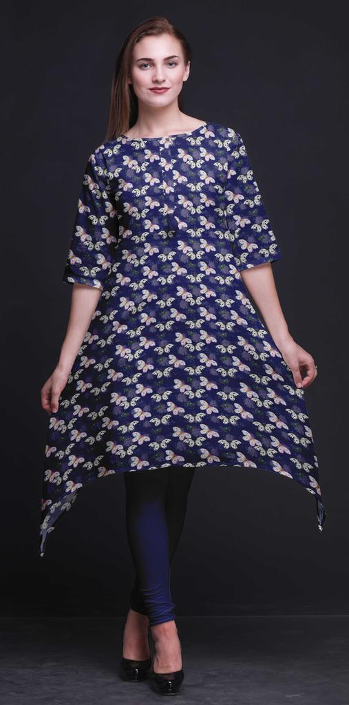 Bimba Black Blocks Block Women Kurtas Ethnic Printed Asymmetric Summer Wear Tops For Women