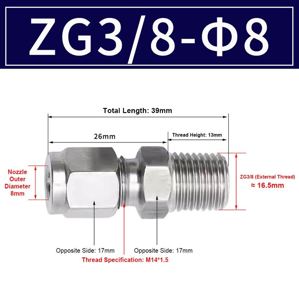 1Pcs Stainless Steel Quick Fitting 304 SS Metric ZG Pipe Fitting Tube Connector  for Oil Water Gas