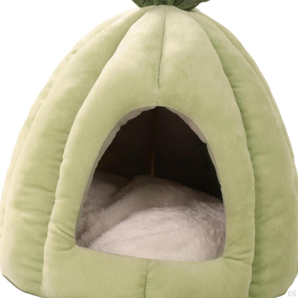 Cat Bed for Indoor Cats, Cute Pumpkin Cave House Tent Kitty Washable Nest