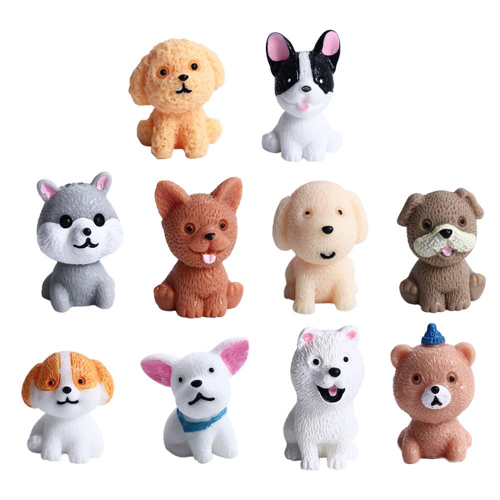 Home Decor Cute Mini Resin Puppy Statue Figurines Cake Decoration Animal Miniature Dog Ornament