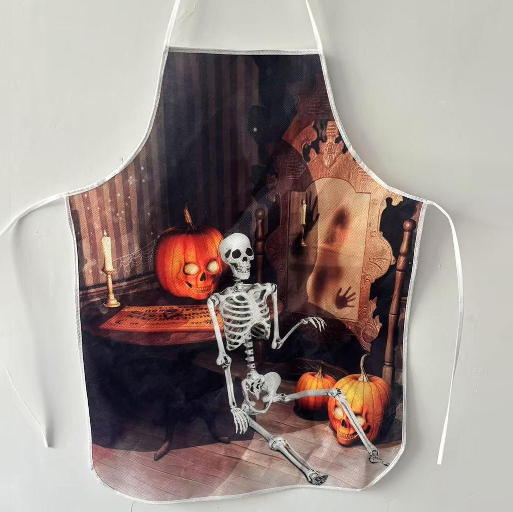 Halloween Fake Blood Apron with Handprints Oil Resistant Costume Party Stage Prop Apron