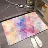 Pastel Ombre Geometric Weave Pattern Non-Slip Quick Dry Floor Rug, Dreamy Watercolor Effect for Modern Bathroom or Yoga Space