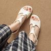 Krazing Pot Cow Skin Med Heels European Design Summer Size 40 Circle Buckle Straps Women Sandals