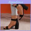 Rome Sandals For Women Summer Pu Material With Block Heel And Buckle Closure