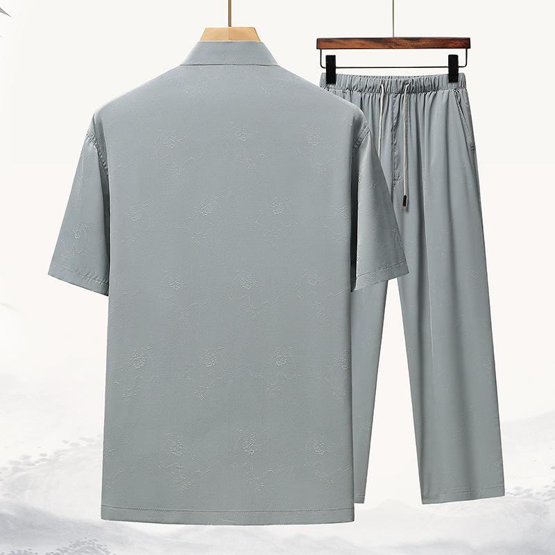 Men's Chinese Style Summer Tang Suit Set - 2026 Casual Printed Design