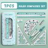7/8PCS Straight Ruler Ruler Compasses Set Set Square Stationery Ruler Set  Office School
