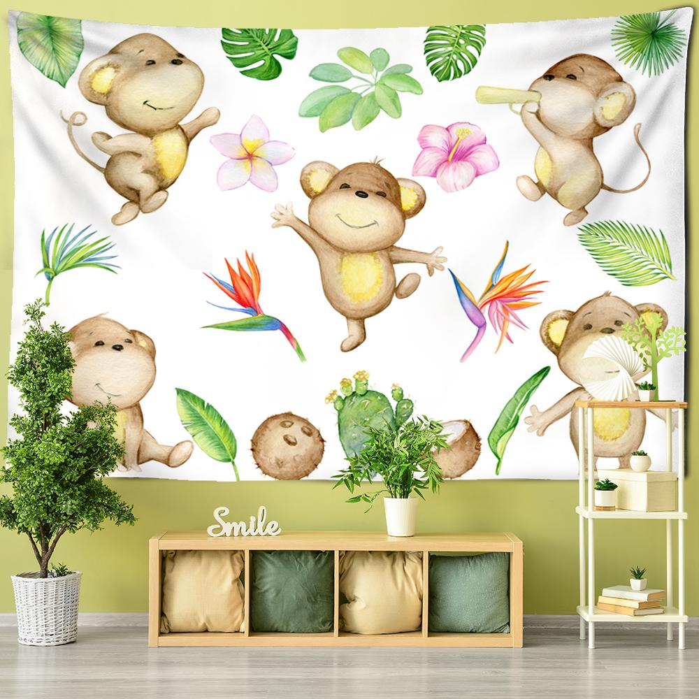 Lovely Animal Tapestry Cat Dog Monkey Hippie Wall Hanging Bedroom Living Room Dorm Home Boho Decor Witchcraft Mandala Tapestry