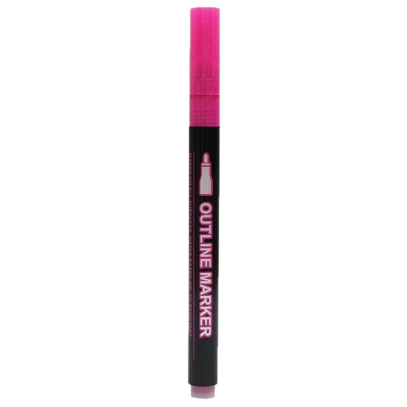 48-Color Fluorescent Dual-Line Metallic Outline Pen Set