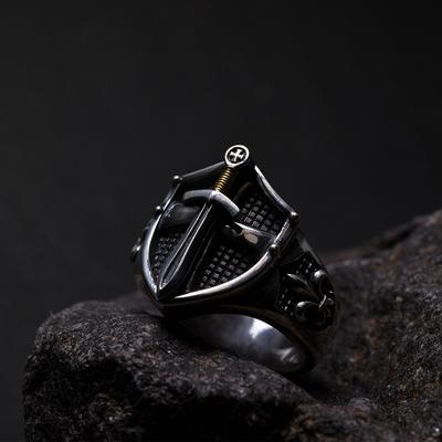 Sword Ring For Men And Women, Retro Style Embossed Personalized Fashionable Open Mouth Ring
