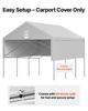 Carport Replacement Canopy, 6 x 6 m Potable Garage Tent Top Tarp with Sidewalls, UV-Resistant & Waterproof, Heavy Duty Car Shelter Tarp with Ball