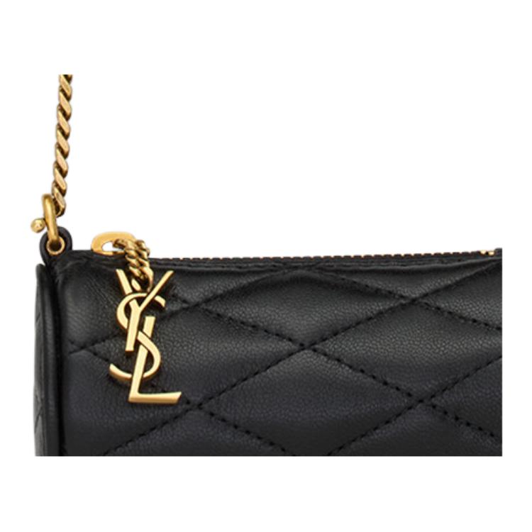 Saint Laurent Ysl Sade Series Micro Lambskin Leather Quilted Cylinder Bag Women Shoulder Bag Black Bronze 796296-AAAJU-1000