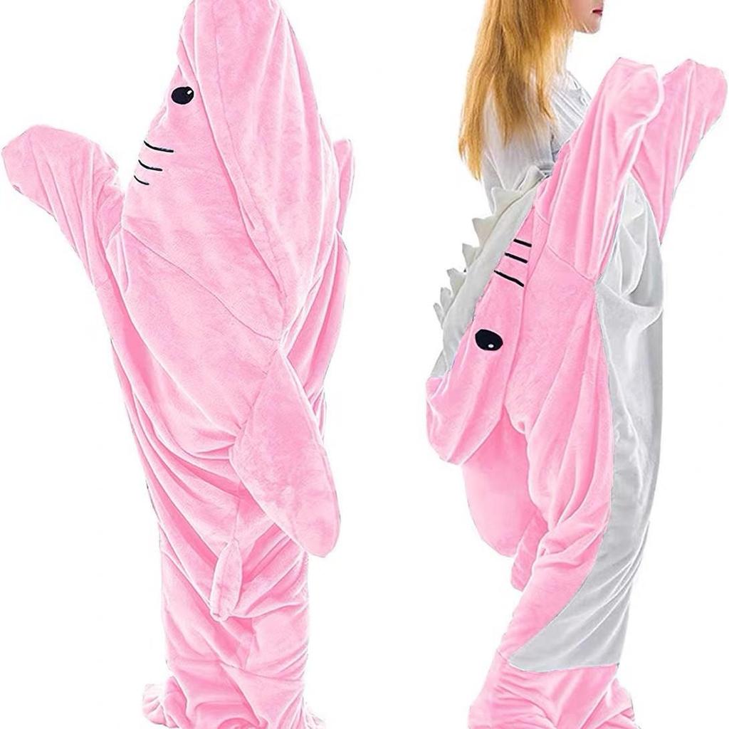 Adult Shark Hoodie Sleeping Bag - Flannel One-Piece Pajamas & Robe