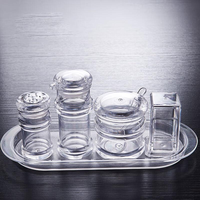 

Homeglen 5-Piece Oval Plastic Seasoning and Vinegar Bottle Set
