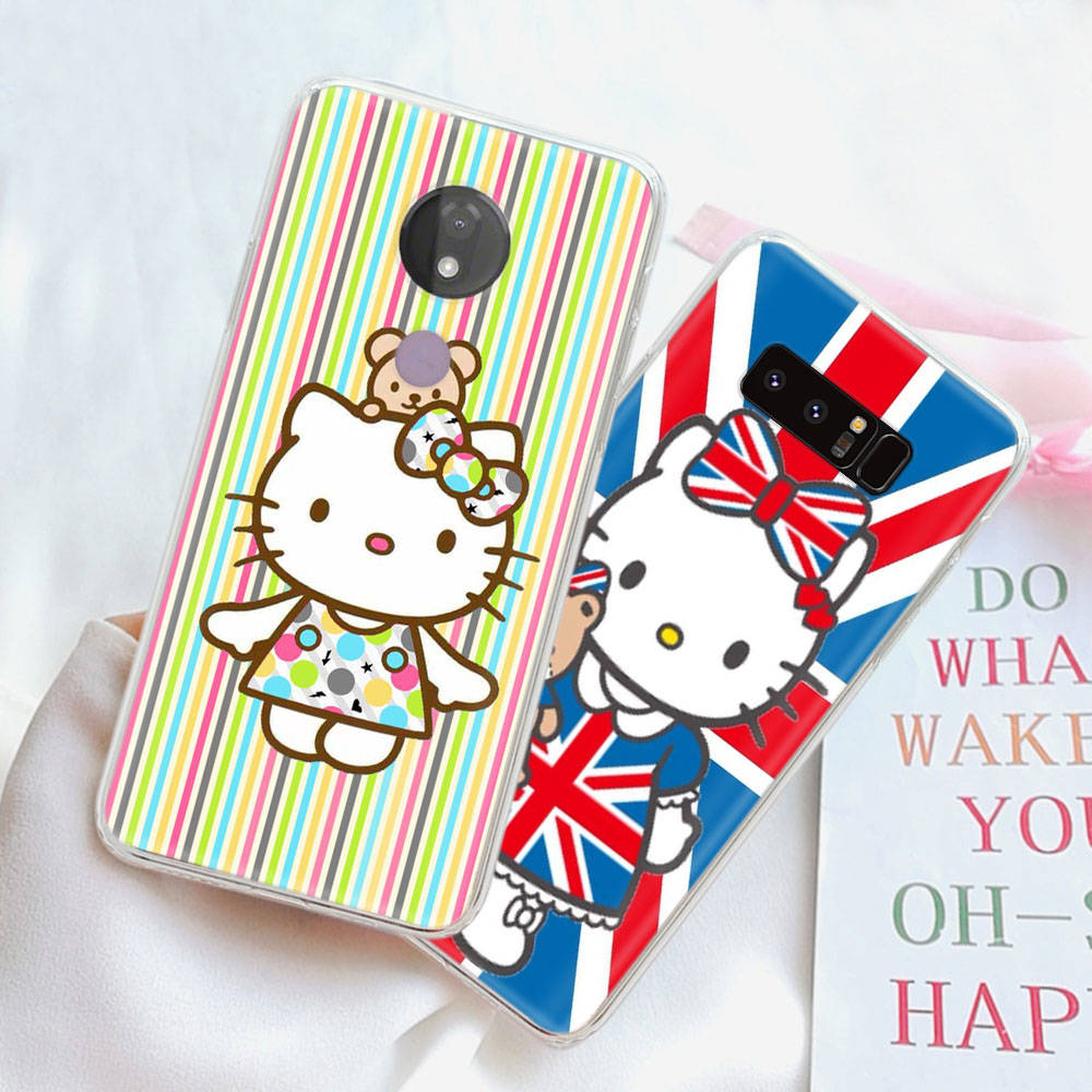 JZ21 Lovely Cartoon Hello Kitty dėklas, skirtas Samsung A04 A14 A23 M33 M53 Realme 10 9 C35 C55 VIVO Y02 X80 Infinix Hot 30 Note 11 Tecno Spark 8P Pro