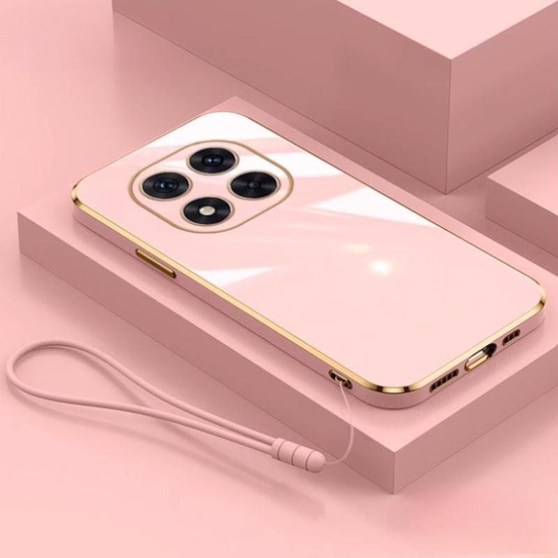 Lanyard Glossy Plated Phone Case For Xiaomi Redmi Note 14 14Pro 13 12 11S 10 14C 13C POCO X7 X6 Pro M5S Silicone Protector Cover