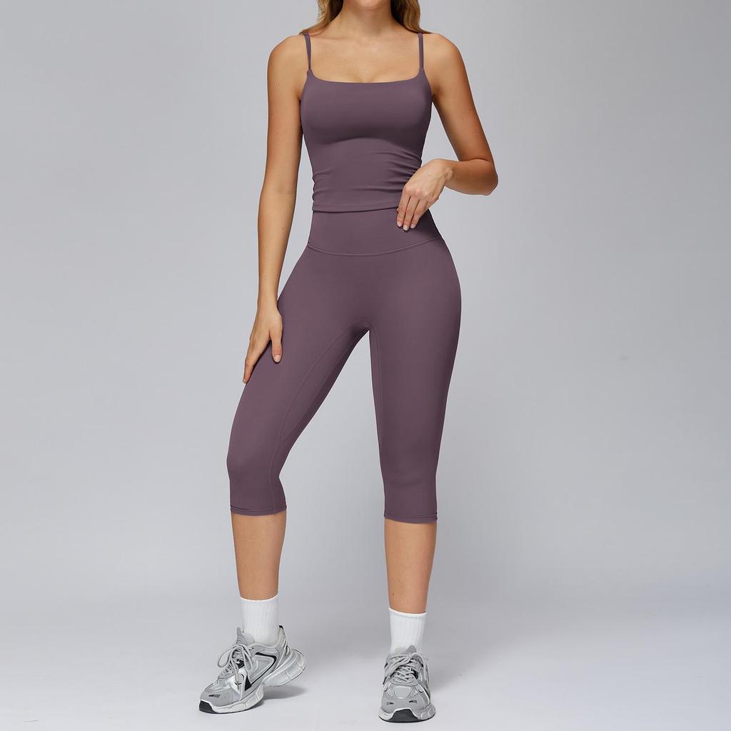European-American Yoga Set: Brushed Wide-Leg Sportswear for Running & Fitness