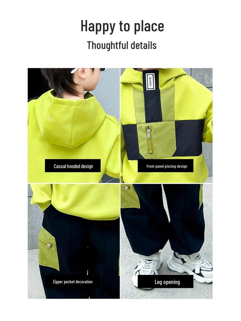 Boys' 2025 Trendy Autumn Sweatshirt Set - Stylish and Sporty Casual Outfit