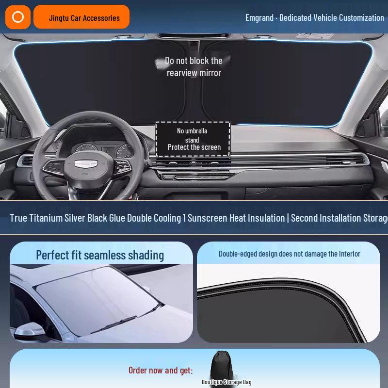 Geely Car Sunshade: Heat-Insulation Windshield Curtain for 25 Models, including Xingyue L, Xingyuan, Xingrui, Emgrand, Boyue L, and Panda MINI.