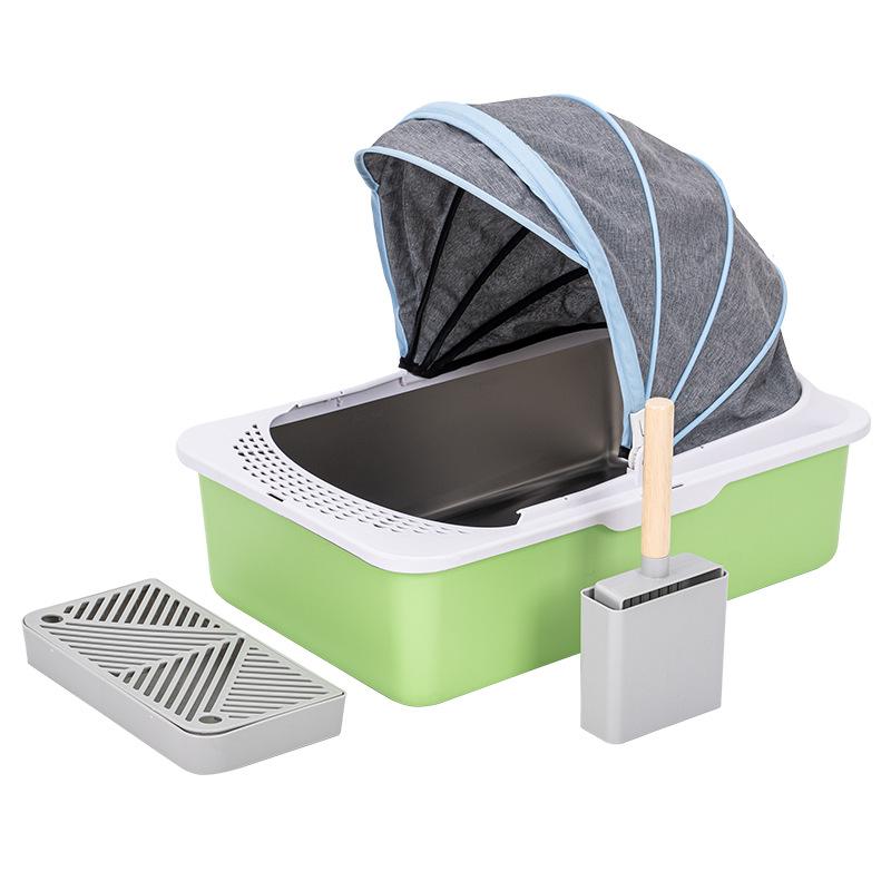 Fully Enclosed Cat Litter Basin Is Easy To Clean and Splash-proof Large Stainless Steel Semi-enclosed Cat Litter Basin