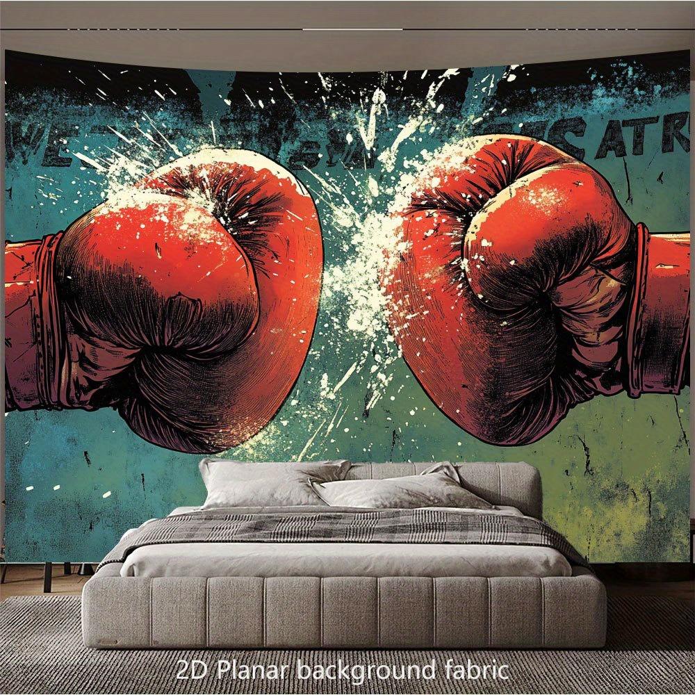 Red Boxing Gloves Collision Sports Wall Tapestry Gym Motivation Poster Vintage Grunge Background Cloth Fitness Room Decormancave
