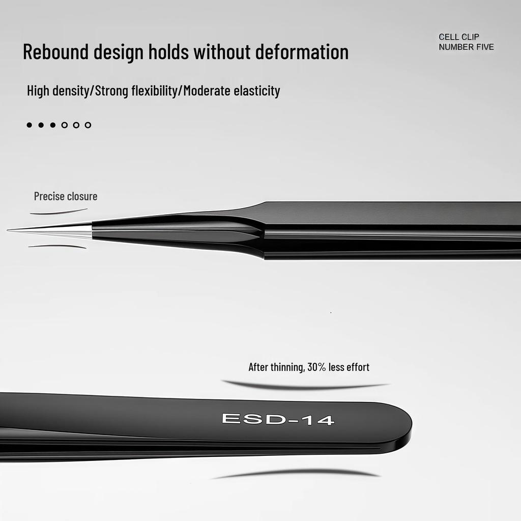 Bent Tip Stainless Steel Precision Tweezers: Fine-Point, Anti-Static Tool for Hair, Acne, Bird's Nest Picking, and Repair.