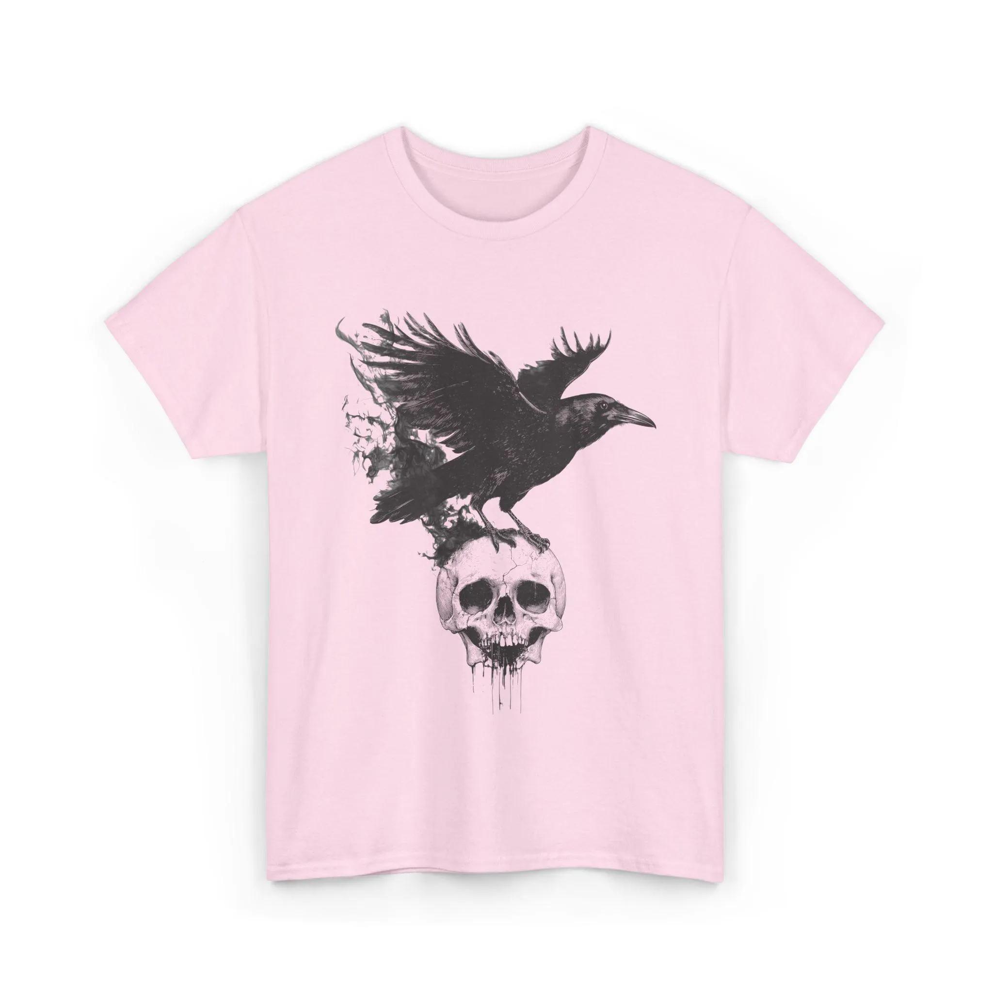 

Raven and Skull Shirt Gothic Crow Graphic Tee Edgar Allan Poe Dark Academia Bird Art Macabre Alt Clothing 4XL