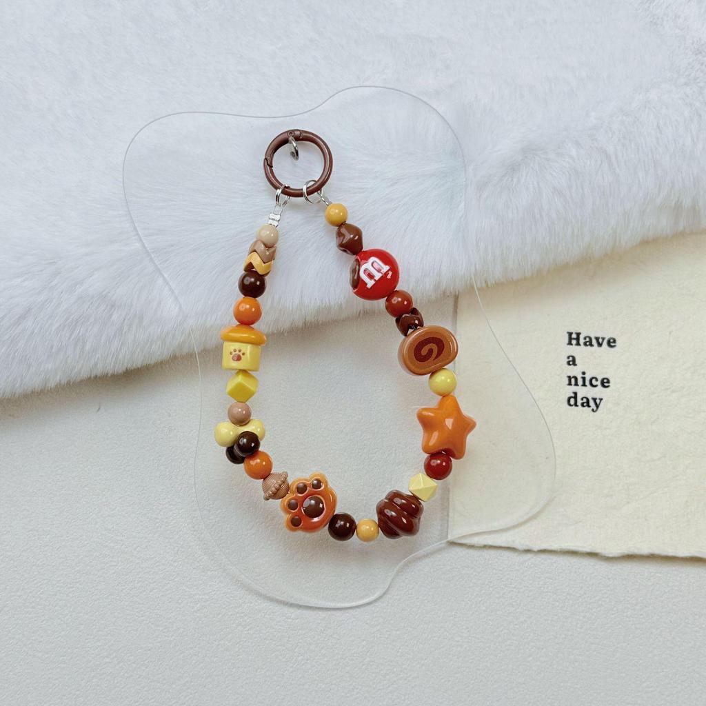 Original Hand-Painted Dopamine Beaded Phone Chain with Anti-Lost CCD Camera Pendant