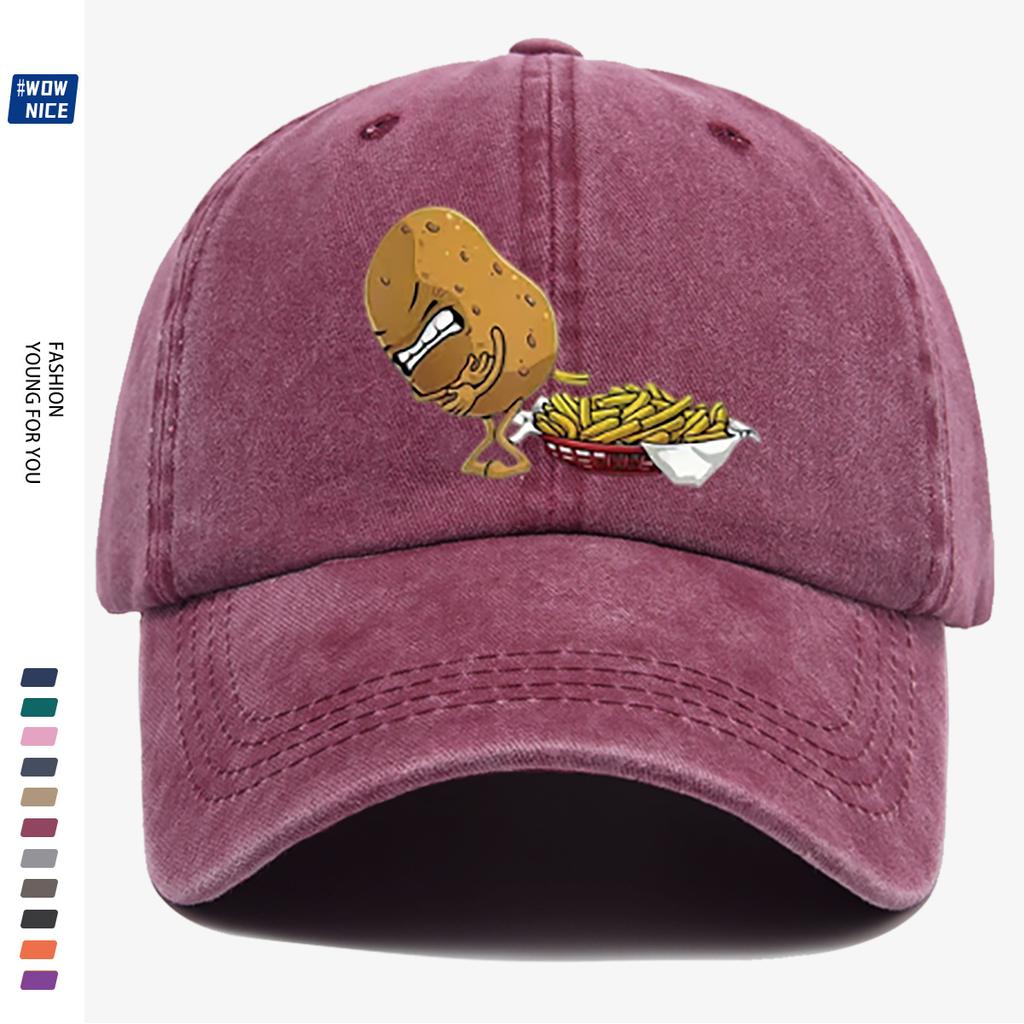 pc Angry Potato for Unisex French Fries Print Baseball Cap Unisex Adjustable Snapback Hat Suitable for Parties Travel Cycling