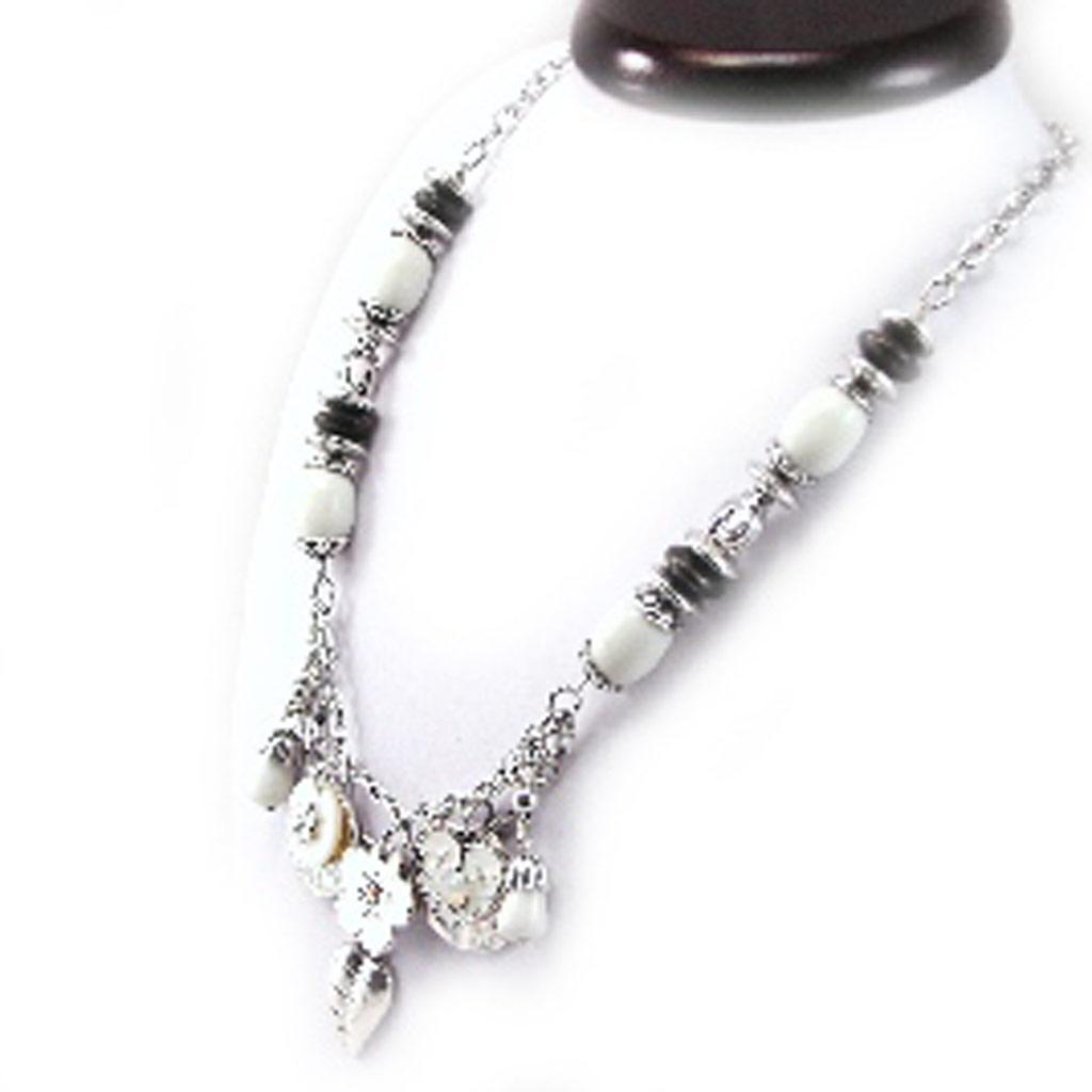 Les Trésors De Lily [G0189] - Designer Necklace 'Bouquet Fleury' Beige
