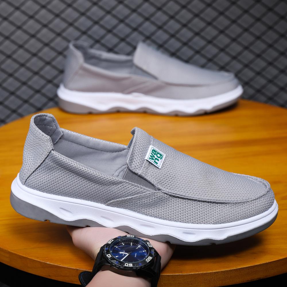 

Old Beijing cloth shoes, new mesh breathable one-pedal soft-soled versatile lazy canvas shoes in the summer of 2024 44 сірий колір