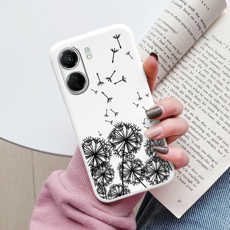 

For Poco C65 Case TPU Soft Silicone Coque Flower Pattern Cartoon Painted Phone Cover For Xiaomi Poco X4 X5 M6 Pro Protection Poco C65