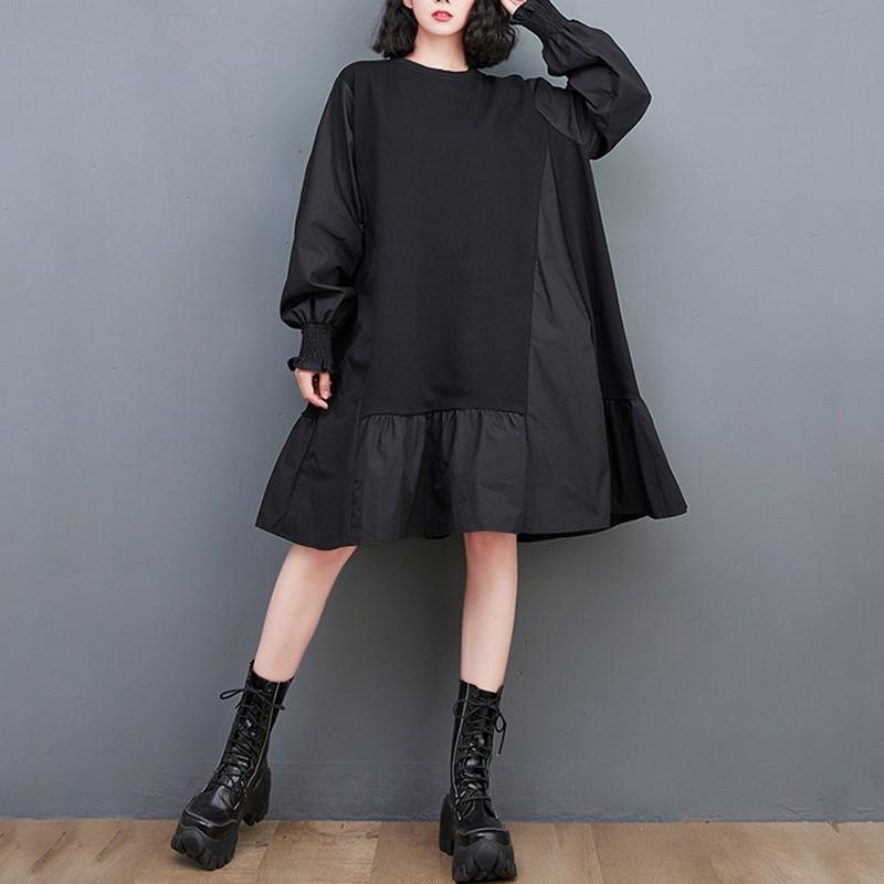 Long Sleeve Plus Size Vintage New In Dresses for Women Casual Loose Midi Spring Autumn Dress