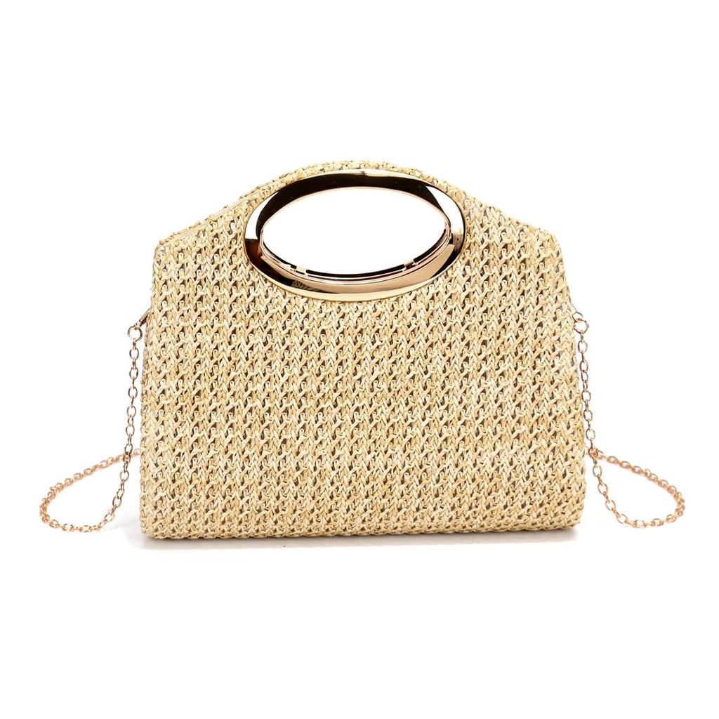 Ladies Straw Handbag Evening Bags Pearl Flip Cover Cosmetic Bag Beach Holiday Essential Handheld Envelope Clutch Handbags