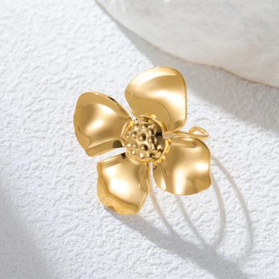 Cazador Adjustable Exaggerated Flower Ring Stainless Steel Open Finger Rings for Women 2026 Trend Jewelry Party Gift Wholesale