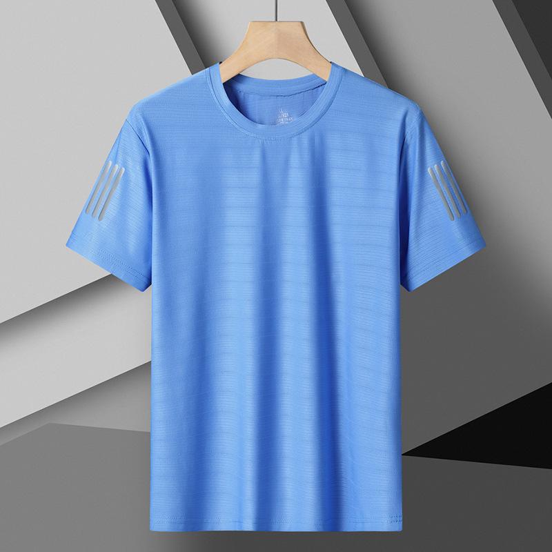 Ice Silk T-shirt Sports Running Fitness Quick-drying Breathable Large Size Outdoor Short-sleeved T-shirt