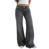 Damen Jeans mit niedrigem Bund, schmaler Passform und geradem Bein, lässige Allround-Denim-Hose