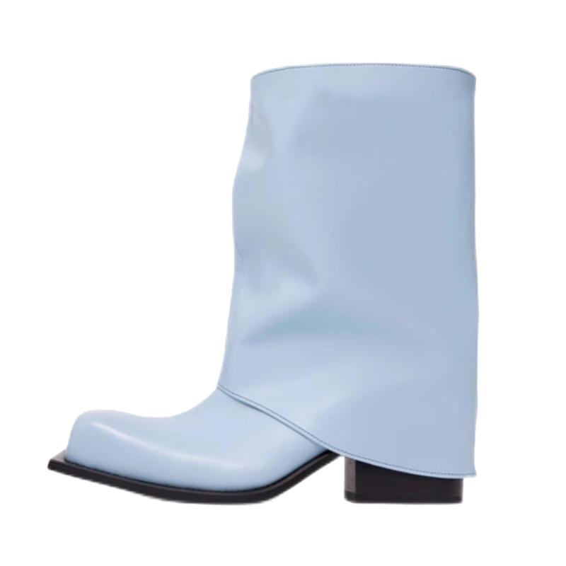 Fashion Brand Fashion Show Silver Black Women Short Boots 2025 Autumn Winter New Square Headed Thick Heels Lady Ankle Boots Size 34-44