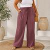 High Waist Loose Fit Wide Leg Pants for Women Drawstring Waistband Relaxed Style Lightweight Fabric Casual Trousers with Pockets