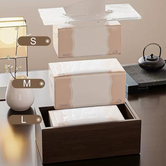 Chinese Style Wood Tissue Box with Acrylic Lid Light Luxury Easy Access Multi-functional Desktop Napkin Organizer