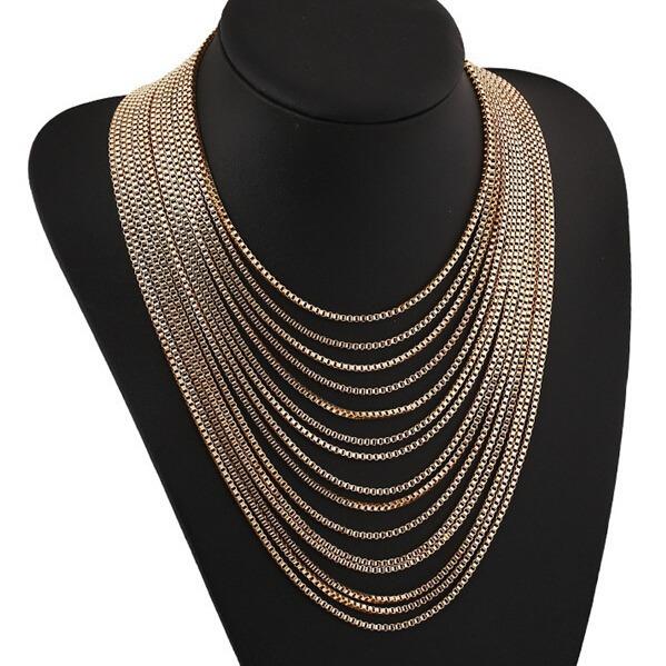 New Exaggerated Multi-layer Chain Waterfall Style Heavy Industry Accessories for Dinner Parties, Handmade Bead Multi-layer Necklaces