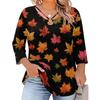 Blusa Floral Feminina Plus Size com Manga Três Quartos, Blusa Casual, Túnica de Corte Amplo para Primavera Verão, Uso Diário, Trabalho e Saídas