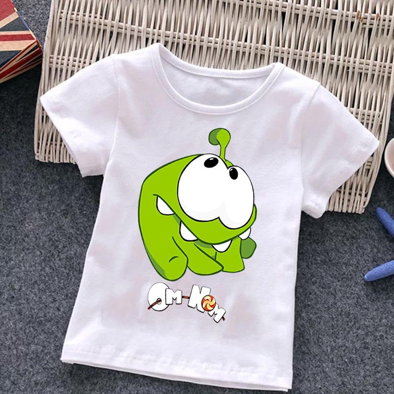 Funny Baby Girl Boy Cartoon Game Cut The Rope T-Shirt Children Frog Short Sleeve Top Tees Kids