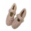 2025 winter height increase of 4cm single shoes warm and plush round bow fluffy shoes