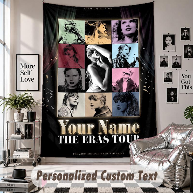 Wall Hanging Tapestry With Custom Name & Text, Taylor Swift Decorative Tapestry For Bedroom