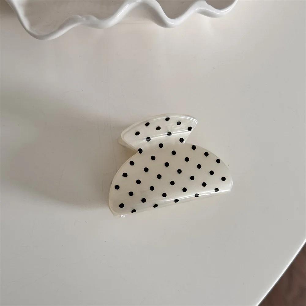 

France Style Women Girl Fashion Hair Clip Sweet Hair Accessories Headwear Senior Large Black Wave Dot Design Hair Claw Barrettes Size fits all белый