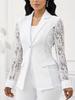 Damen Ein-Knopf Spitze Langarm Patchwork Unifarben Anzugjacke
