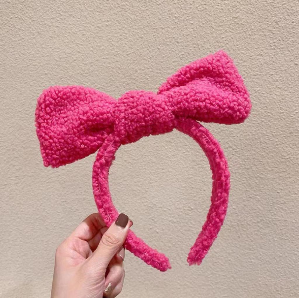Luxurious Knitted Bow Plush Headband for Autumn/Winter - Face Washing Hair Accessory and Clip